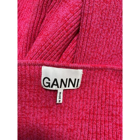 Ganni 'M�lange' Pink Knit Long Sleeve Midi Dress Size M - Picture 4 of 5